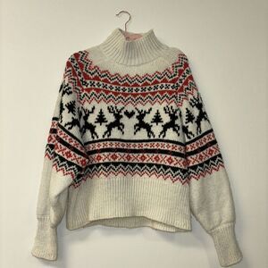 H & M Sweater Women’s Sz Sm Holiday Winter Christmas Deer Heart Tree Winter Argo
